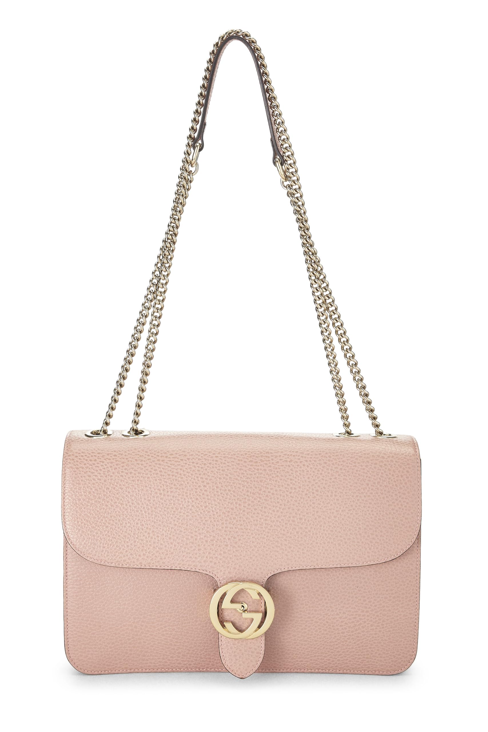 Gucci,  Pink Leather Interlocking Gucci Crossbody Bag, Pink