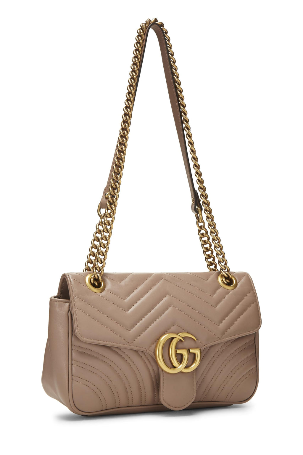 Gucci,  Pink Leather GG Marmont Shoulder Bag Small, Pink