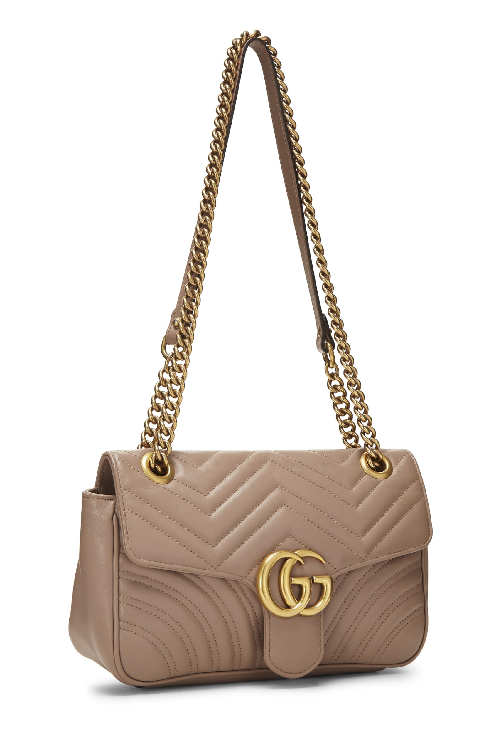 Gucci,  Pink Leather GG Marmont Shoulder Bag Small, Pink