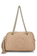 Gucci,  Beige Grained Leather Soho Chain Shoulder Bag, Beige