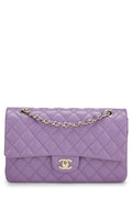 Chanel,  Purple Quilted Caviar Classic Double Flap Medium, Purple