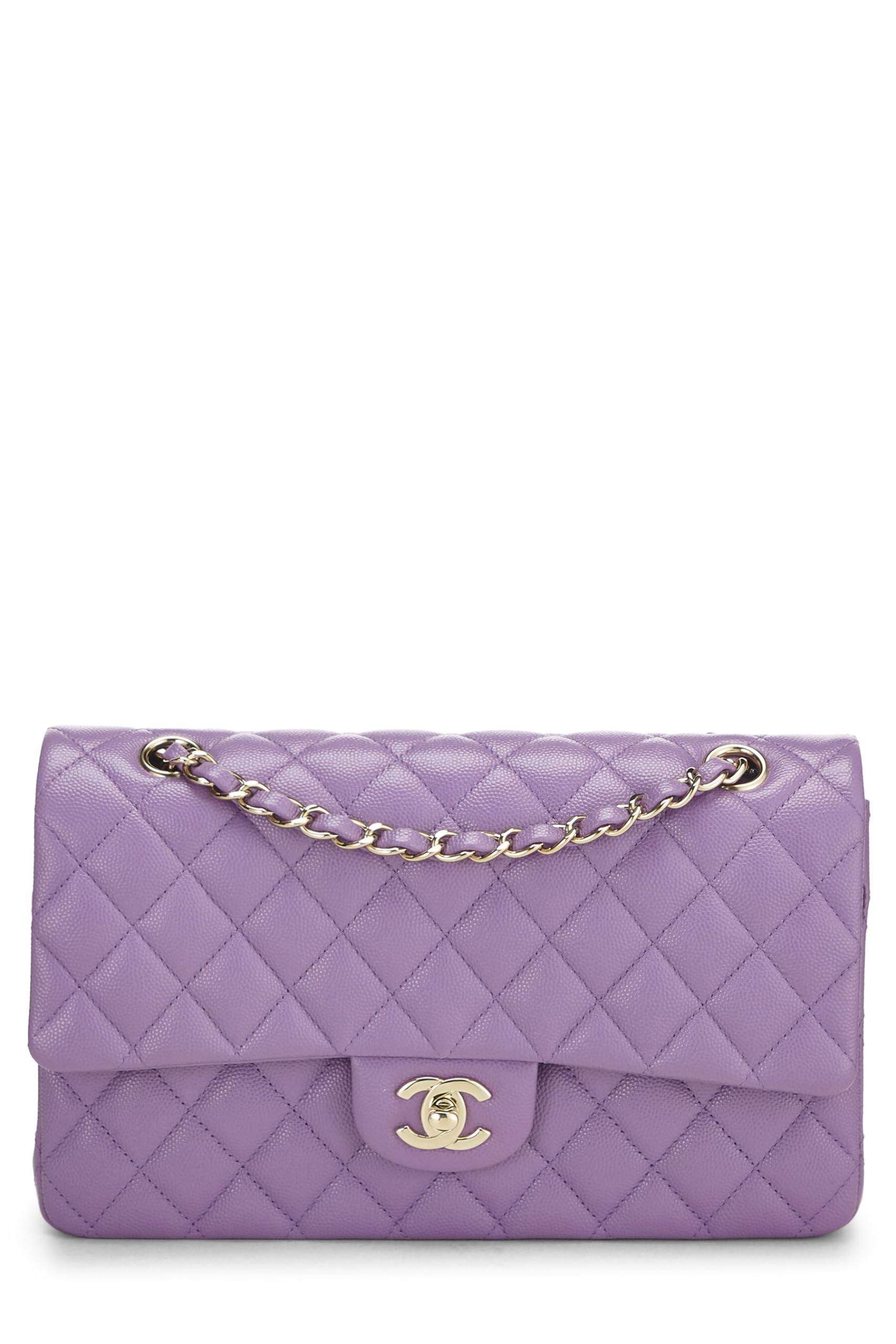 Chanel,  Purple Quilted Caviar Classic Double Flap Medium, Purple
