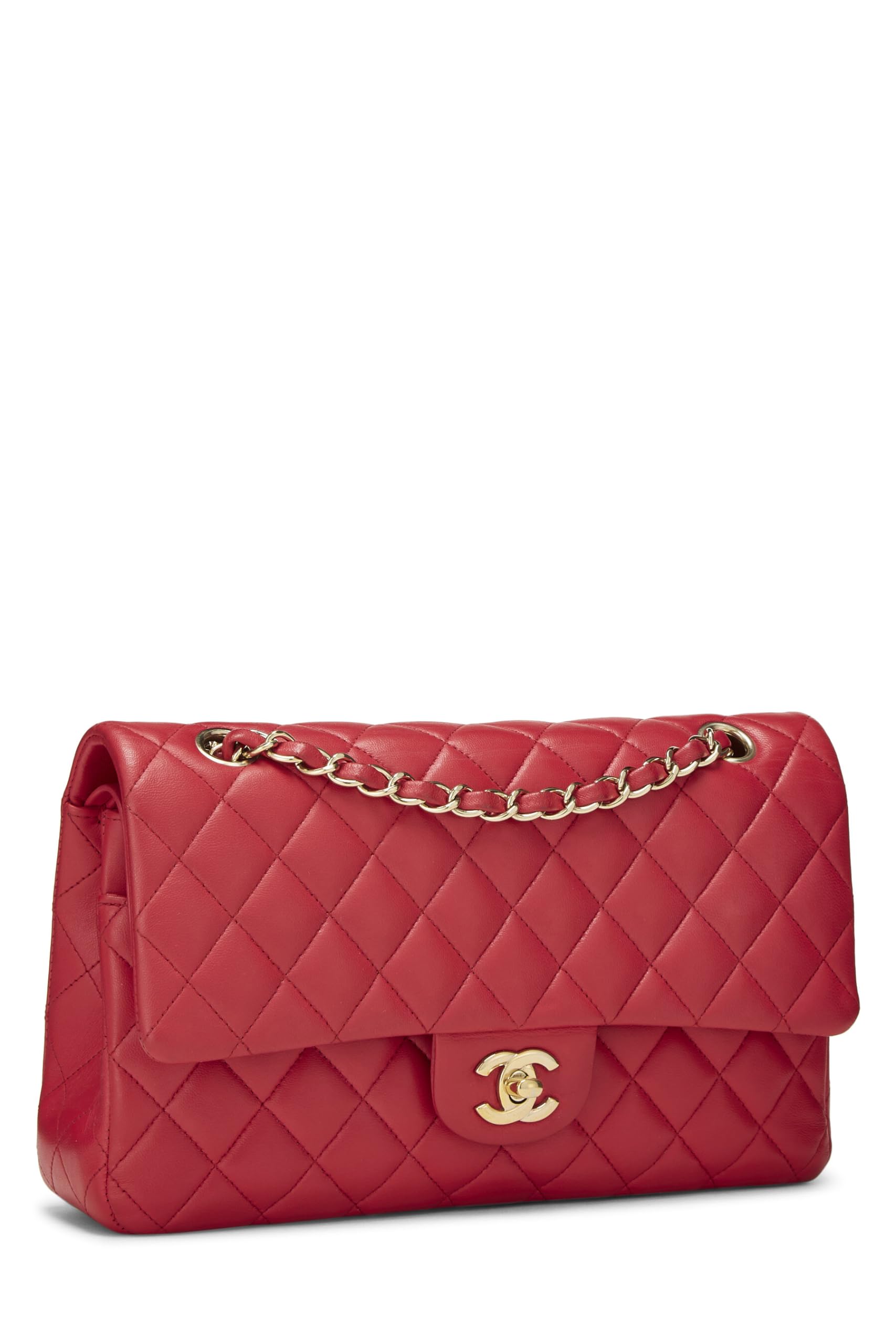 Chanel,  Pink Quilted Lambskin Classic Double Flap Medium, Pink