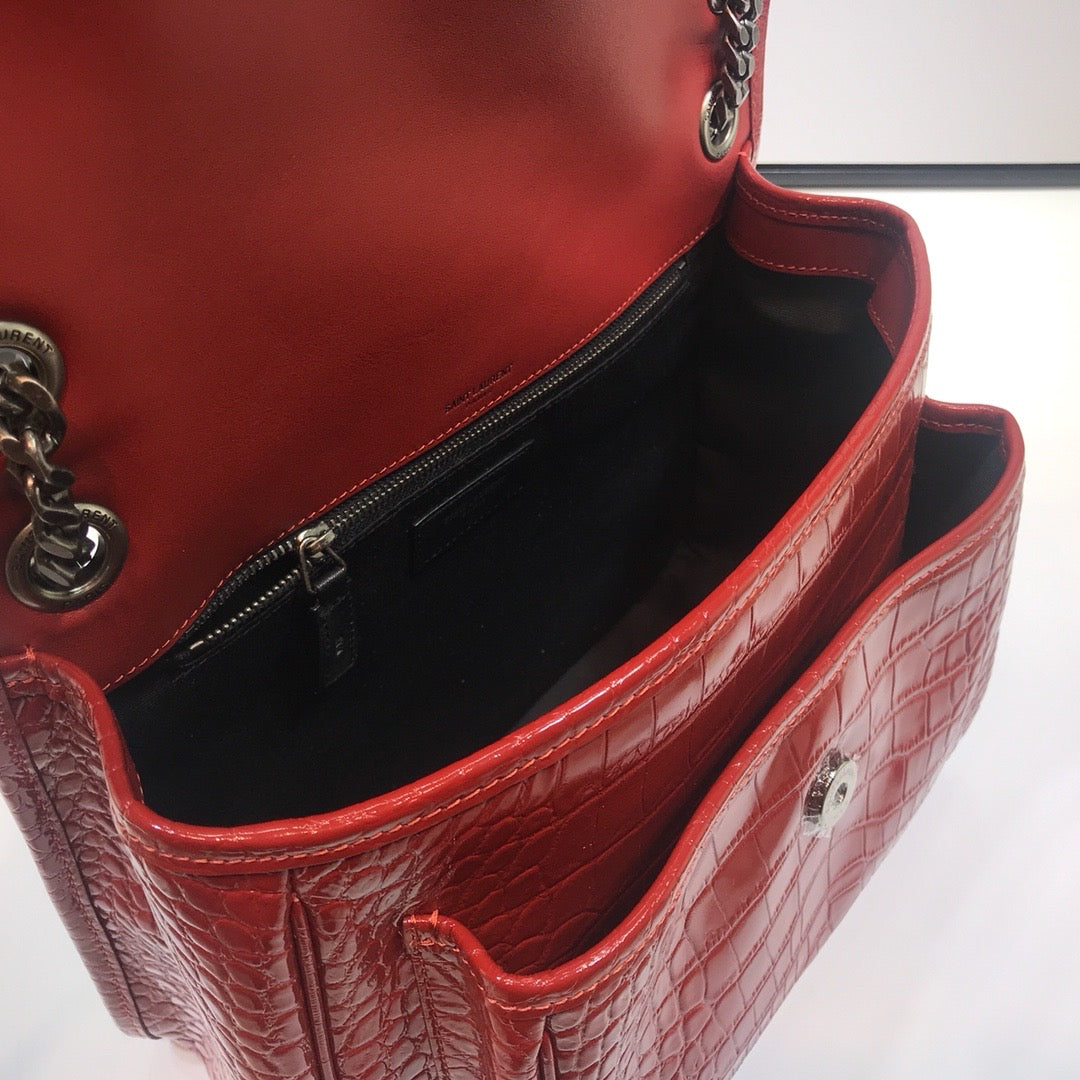 YSSL Niki Medium Chain Bag In-Embossed RedÂ For Women 11in/28cm YSL
