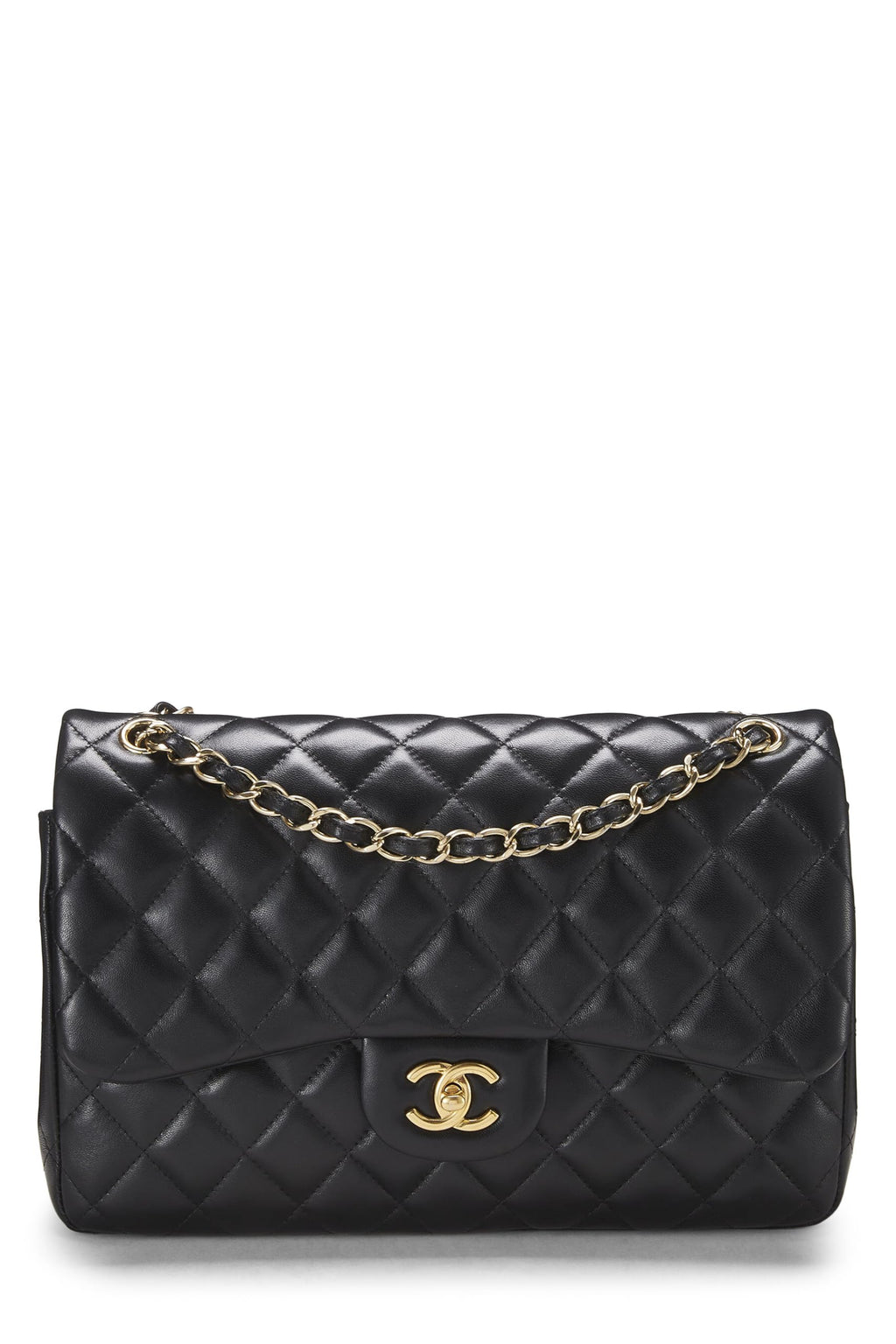 Chanel,  Black Quilted Lambskin New Classic Double Flap Jumbo, Black