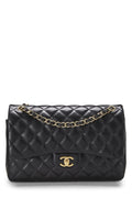 Chanel,  Black Quilted Lambskin New Classic Double Flap Jumbo, Black
