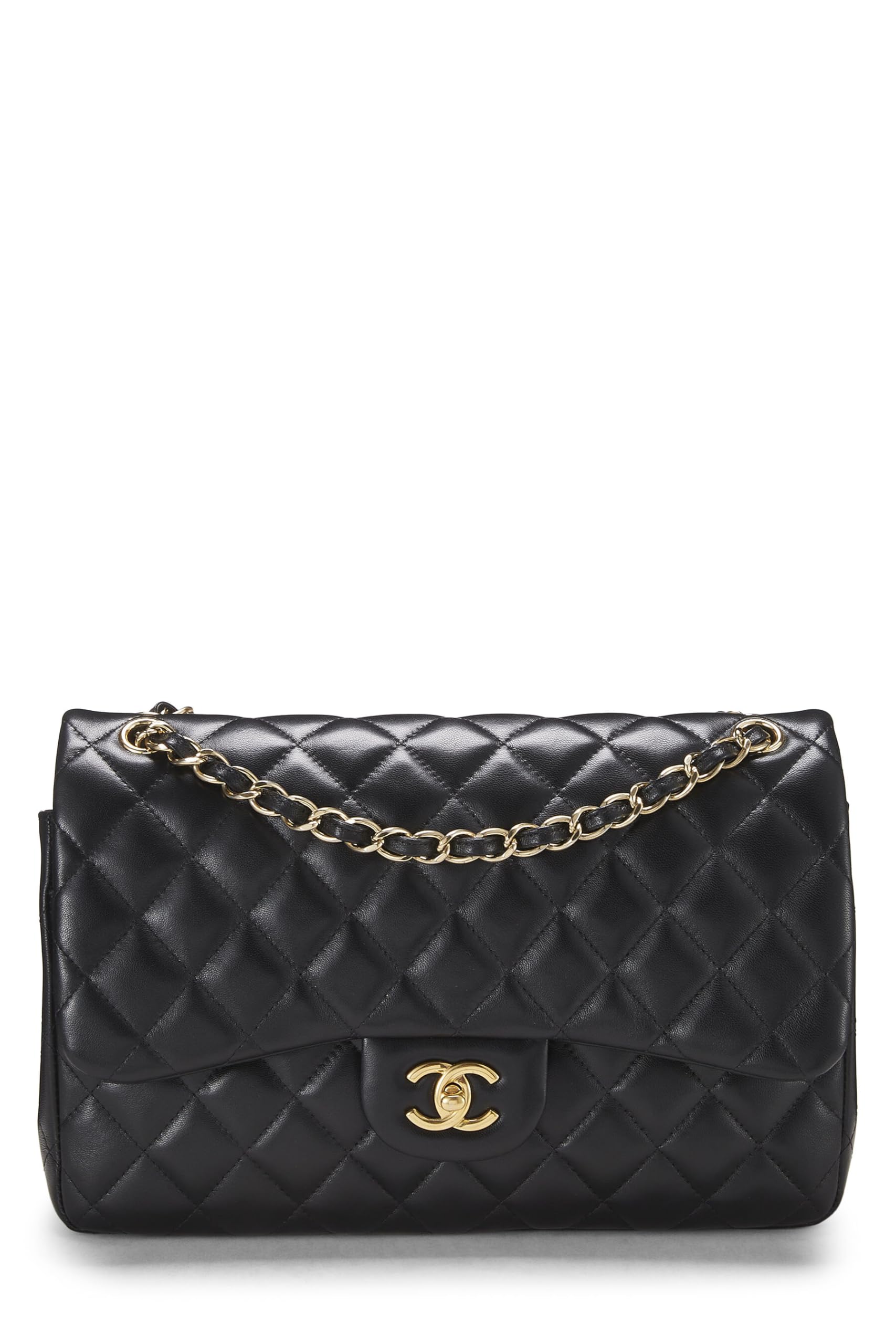 Chanel,  Black Quilted Lambskin New Classic Double Flap Jumbo, Black