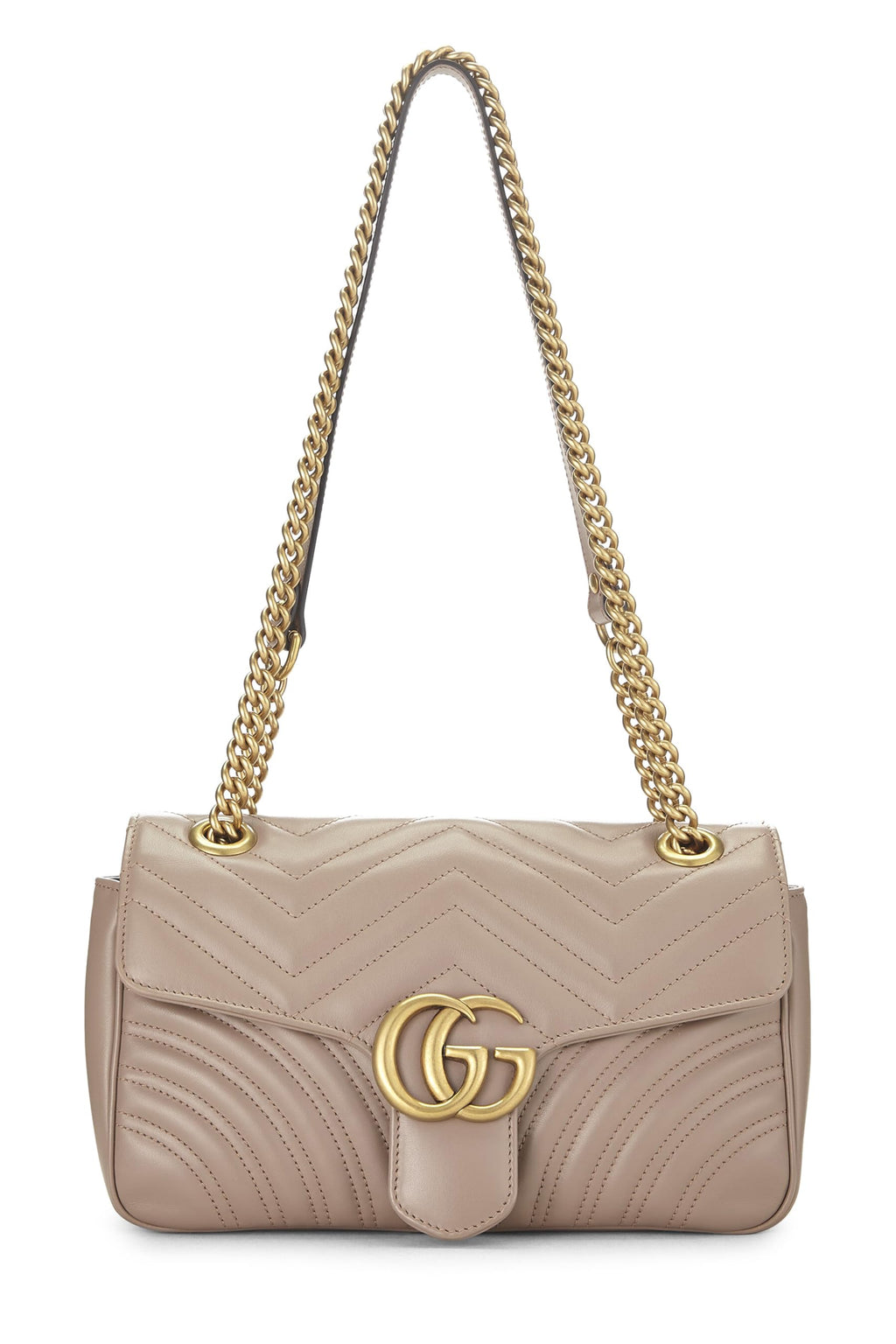 Gucci,  Beige Leather GG Marmont Shoulder Bag Small, Beige