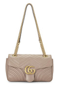 Gucci,  Beige Leather GG Marmont Shoulder Bag Small, Beige