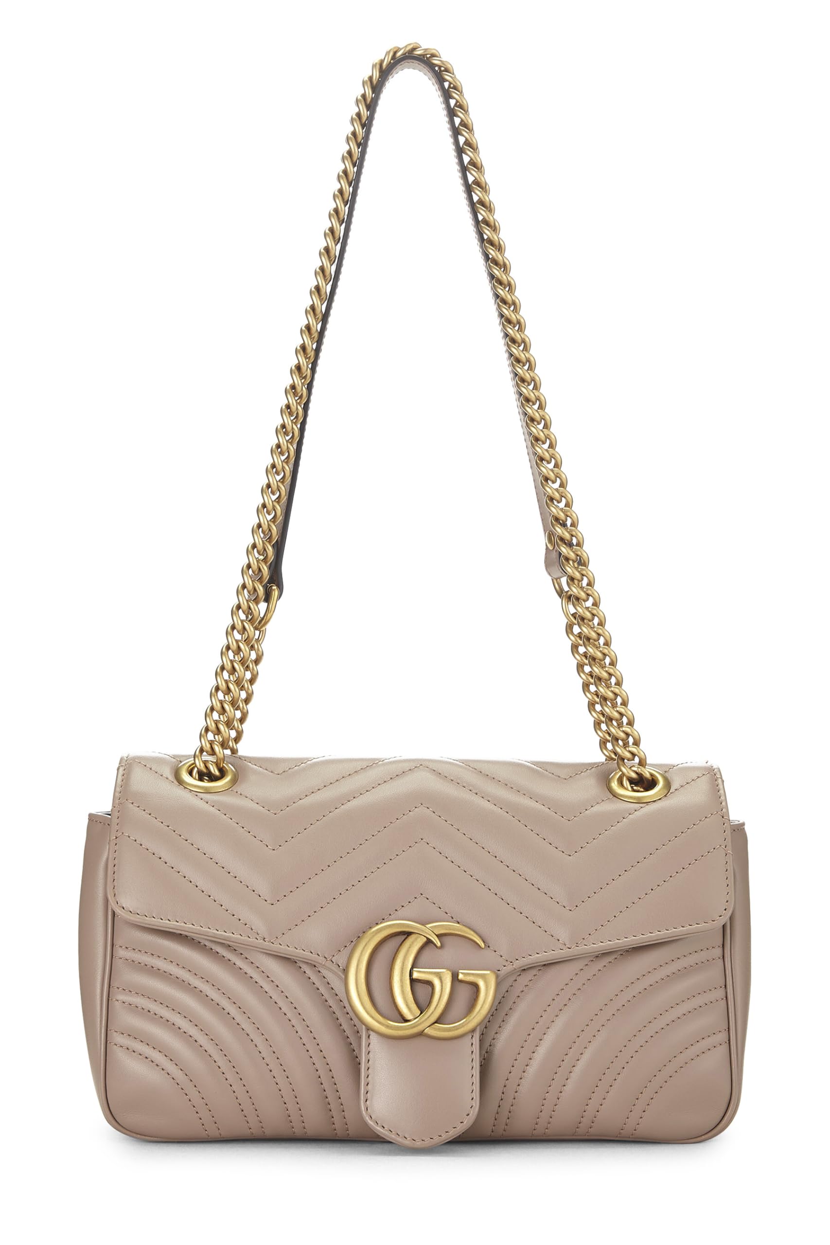 Gucci,  Beige Leather GG Marmont Shoulder Bag Small, Beige