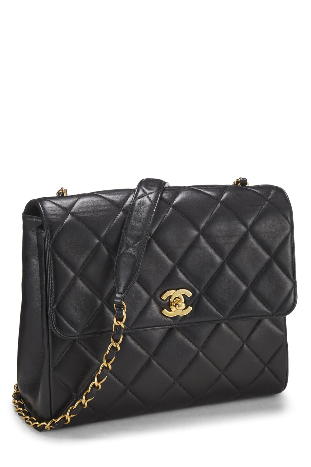 Chanel,  Black Quilted Lambskin 'CC' Square Shoulder Bag, Black