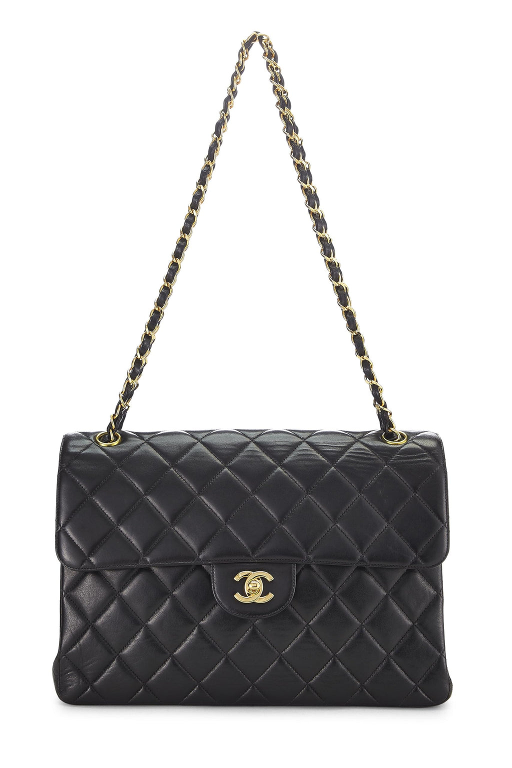 Chanel,  Black Quilted Lambskin Double Sided Classic Flap Jumbo, Black