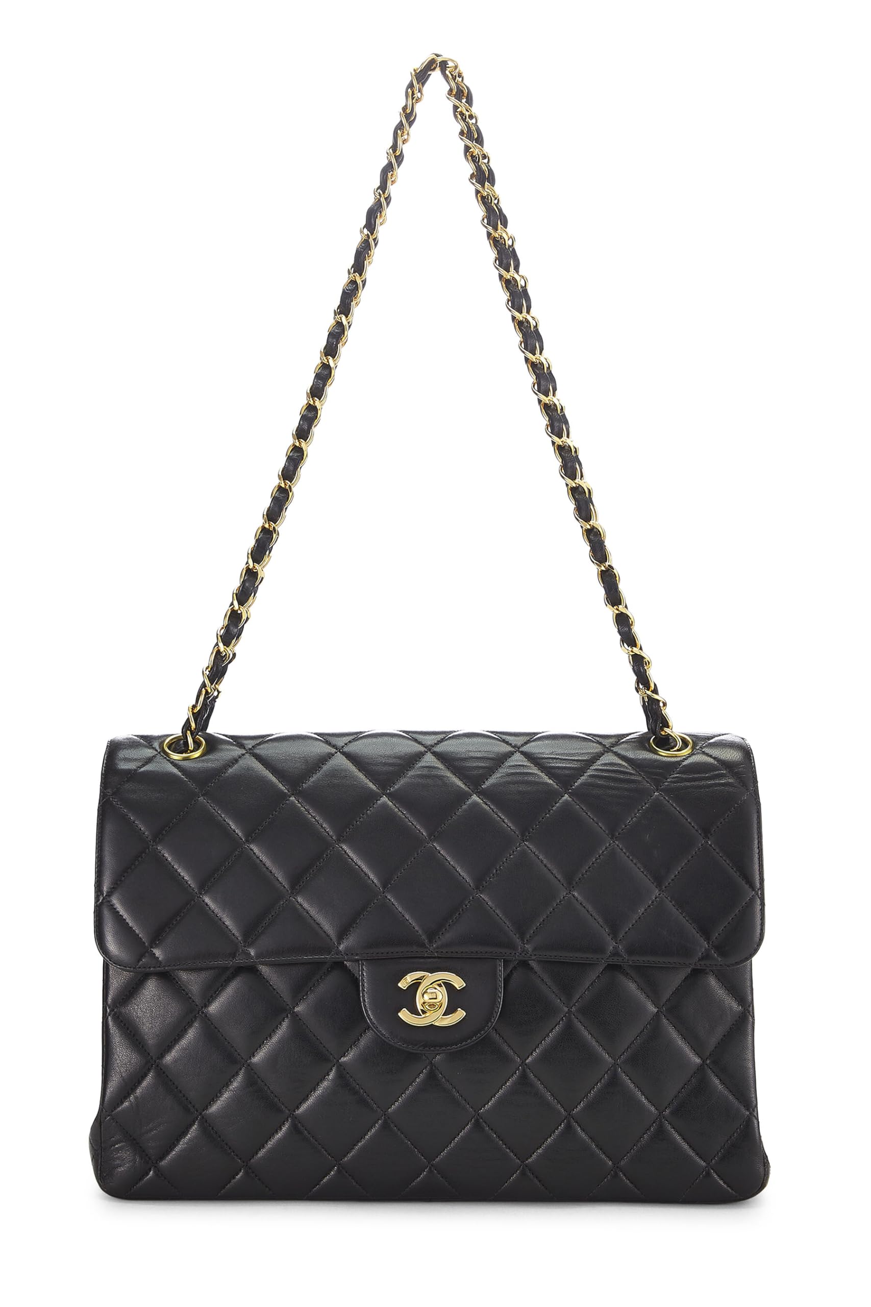 Chanel,  Black Quilted Lambskin Double Sided Classic Flap Jumbo, Black