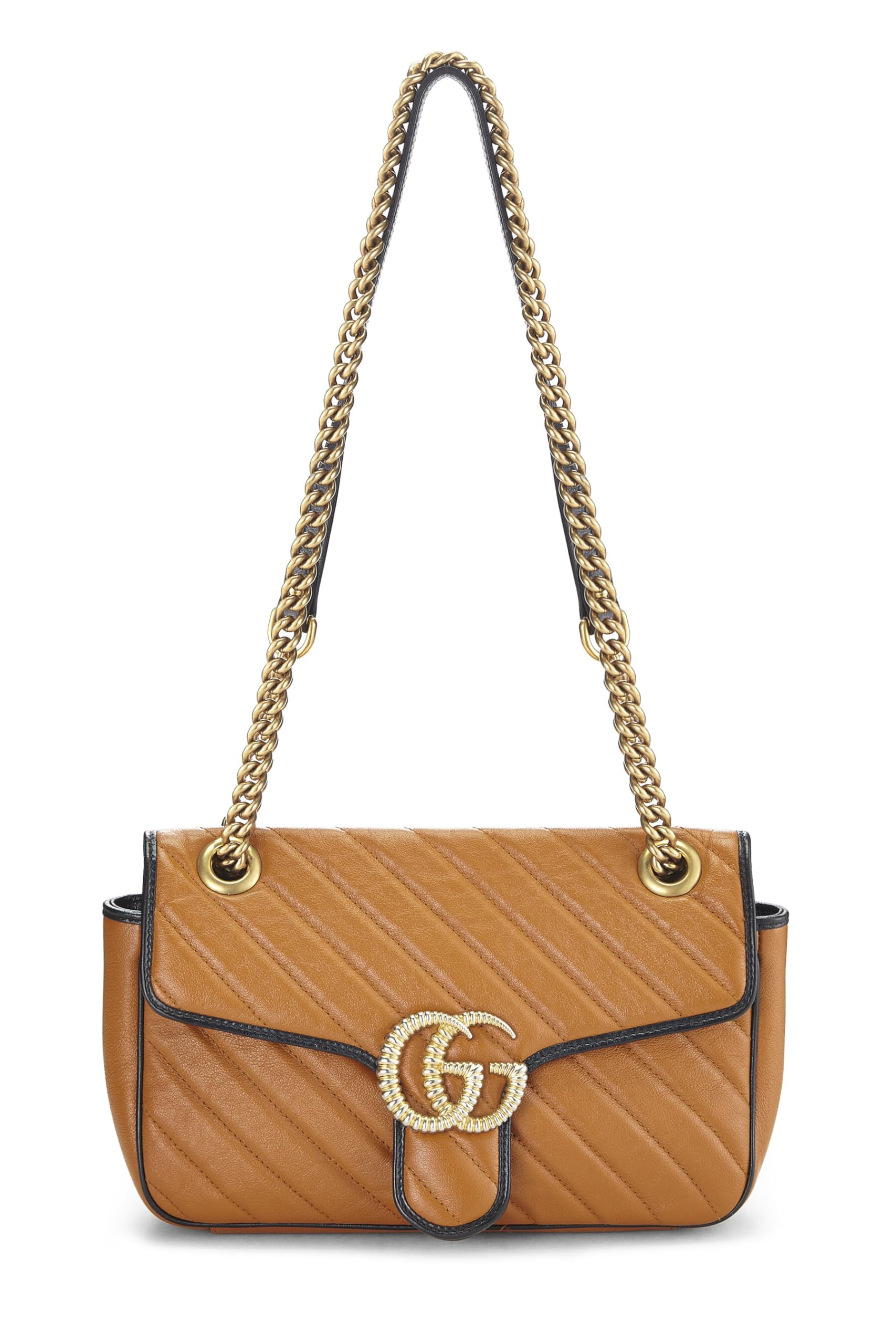 Gucci,  Orange Leather Torchon GG Marmont Shoulder Bag Small, Orange