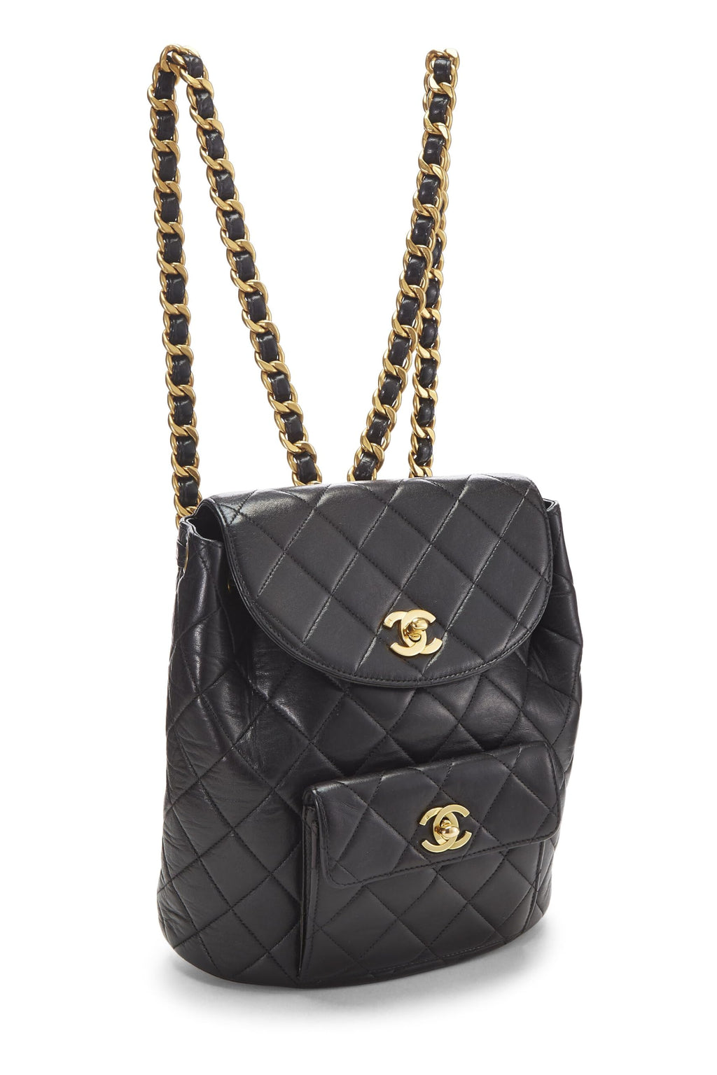 Chanel,  Black Quilted Lambskin 'CC' Classic Backpack Medium, Black