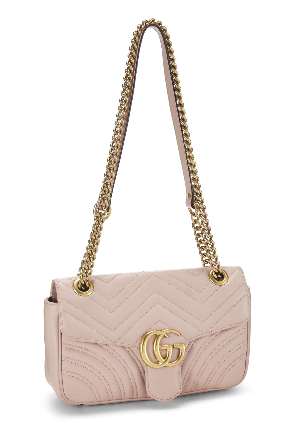 Gucci,  Pink Leather GG Marmont Shoulder Bag Small, Pink