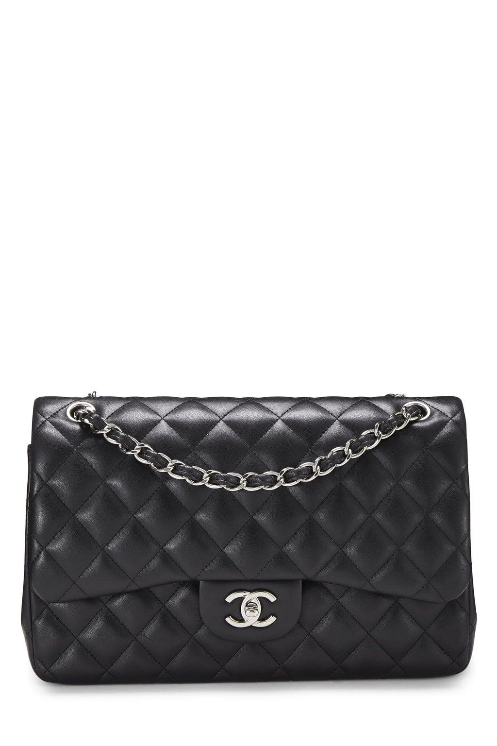 Chanel,  Black Quilted Lambskin New Classic Double Flap Jumbo, Black