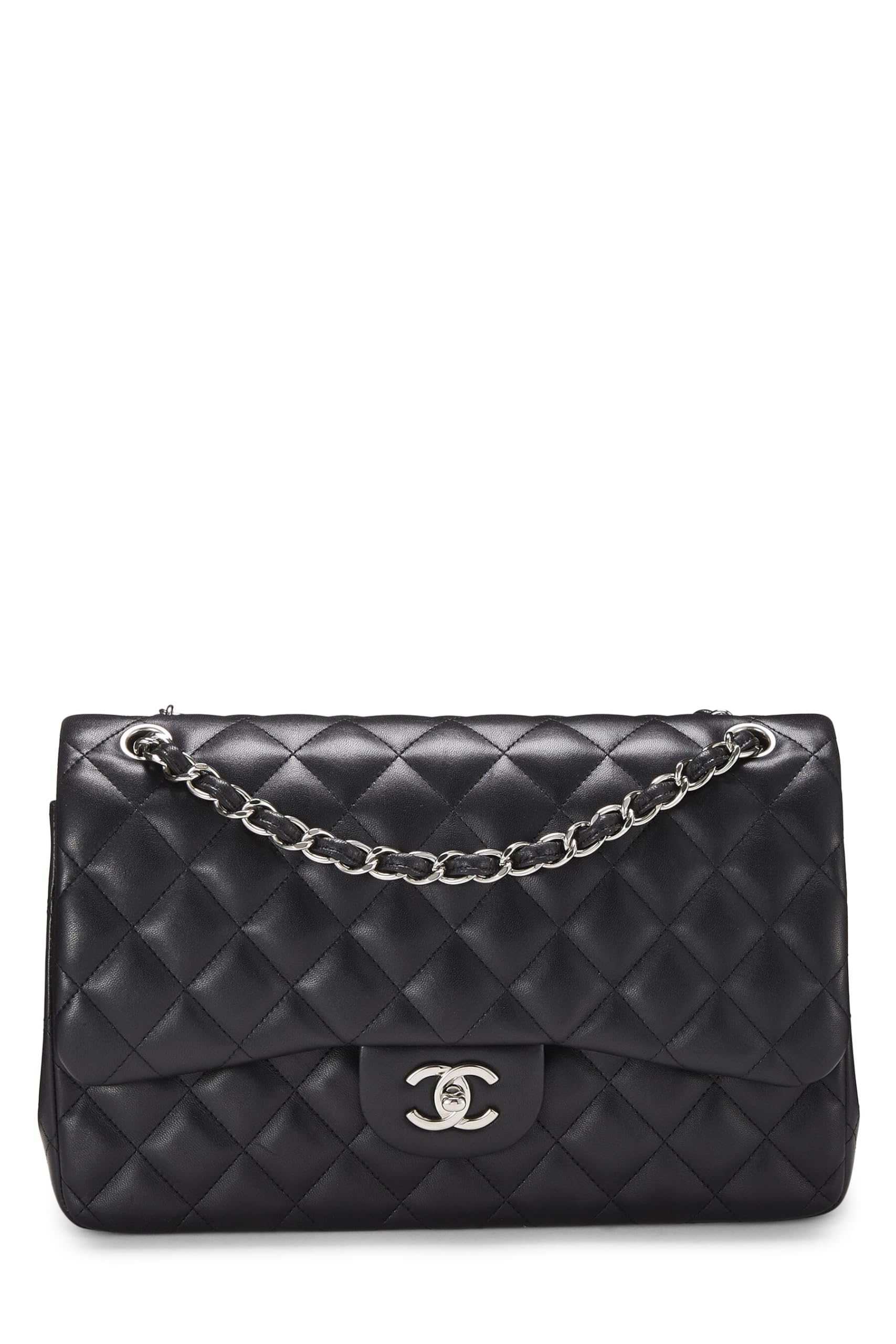 Chanel,  Black Quilted Lambskin New Classic Double Flap Jumbo, Black