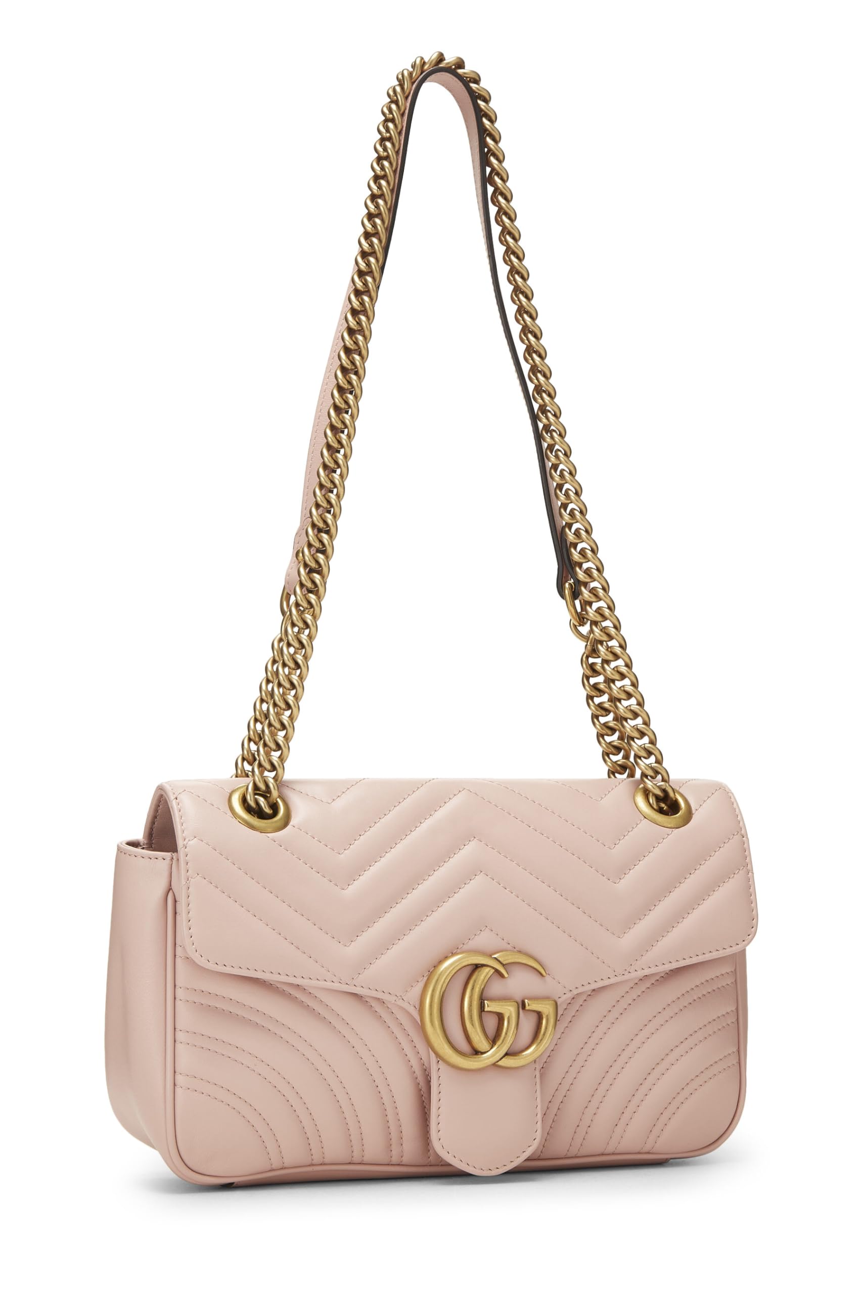 Gucci,  Pink Leather GG Marmont Shoulder Bag Small, Pink