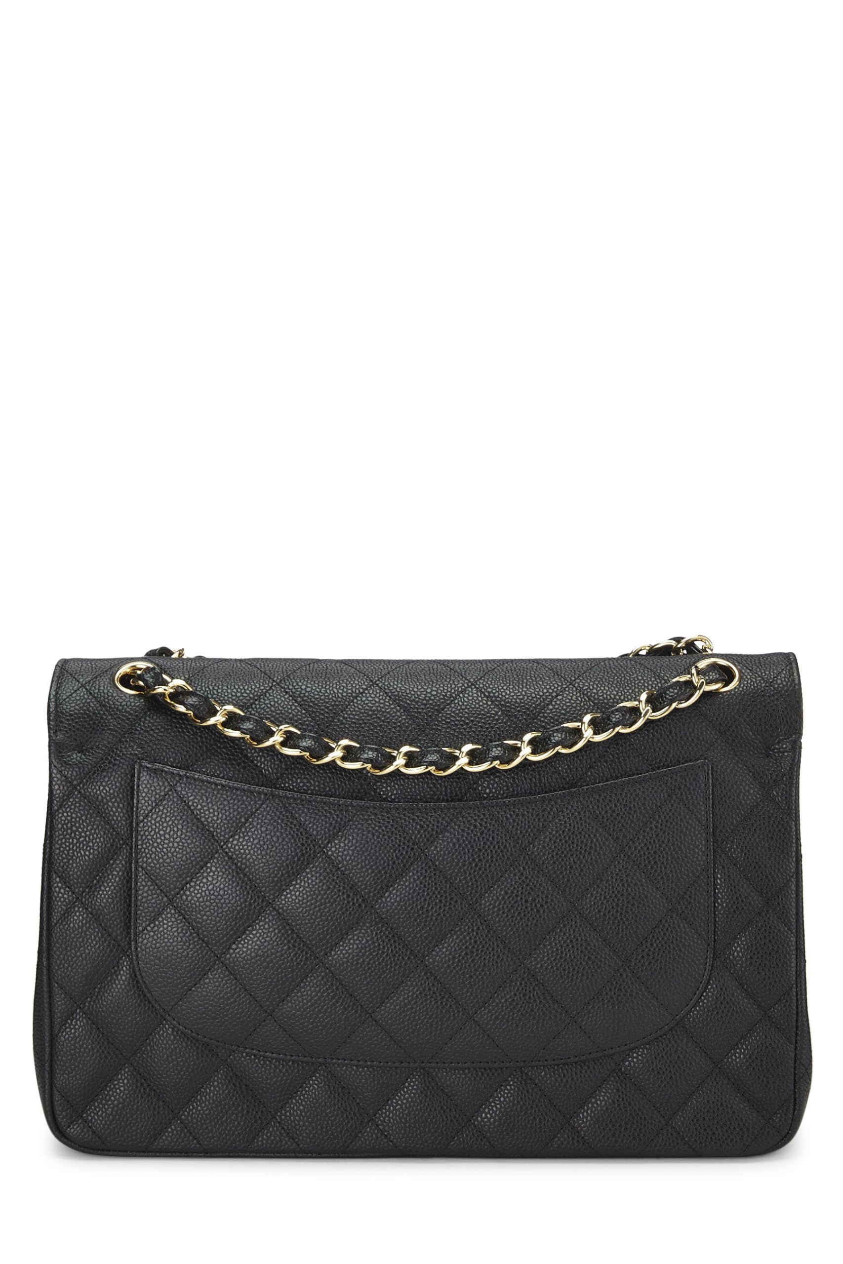 Chanel,  Black Quilted Caviar New Classic Double Flap Jumbo, Black
