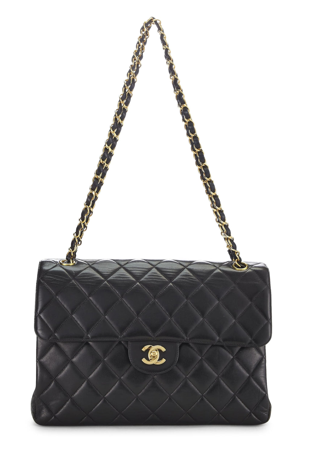 Chanel,  Black Quilted Lambskin Double Sided Classic Flap Jumbo, Black
