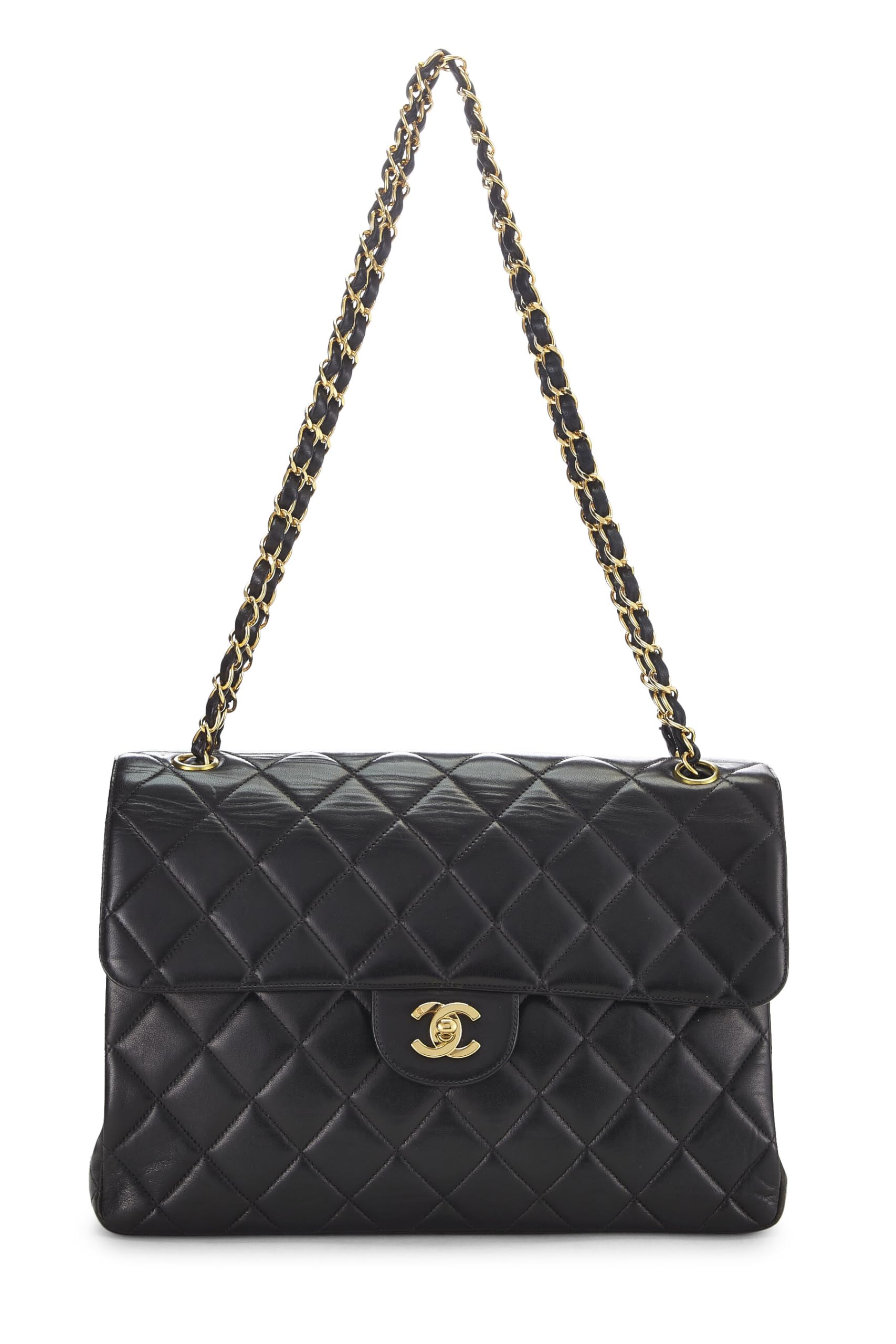 Chanel,  Black Quilted Lambskin Double Sided Classic Flap Jumbo, Black