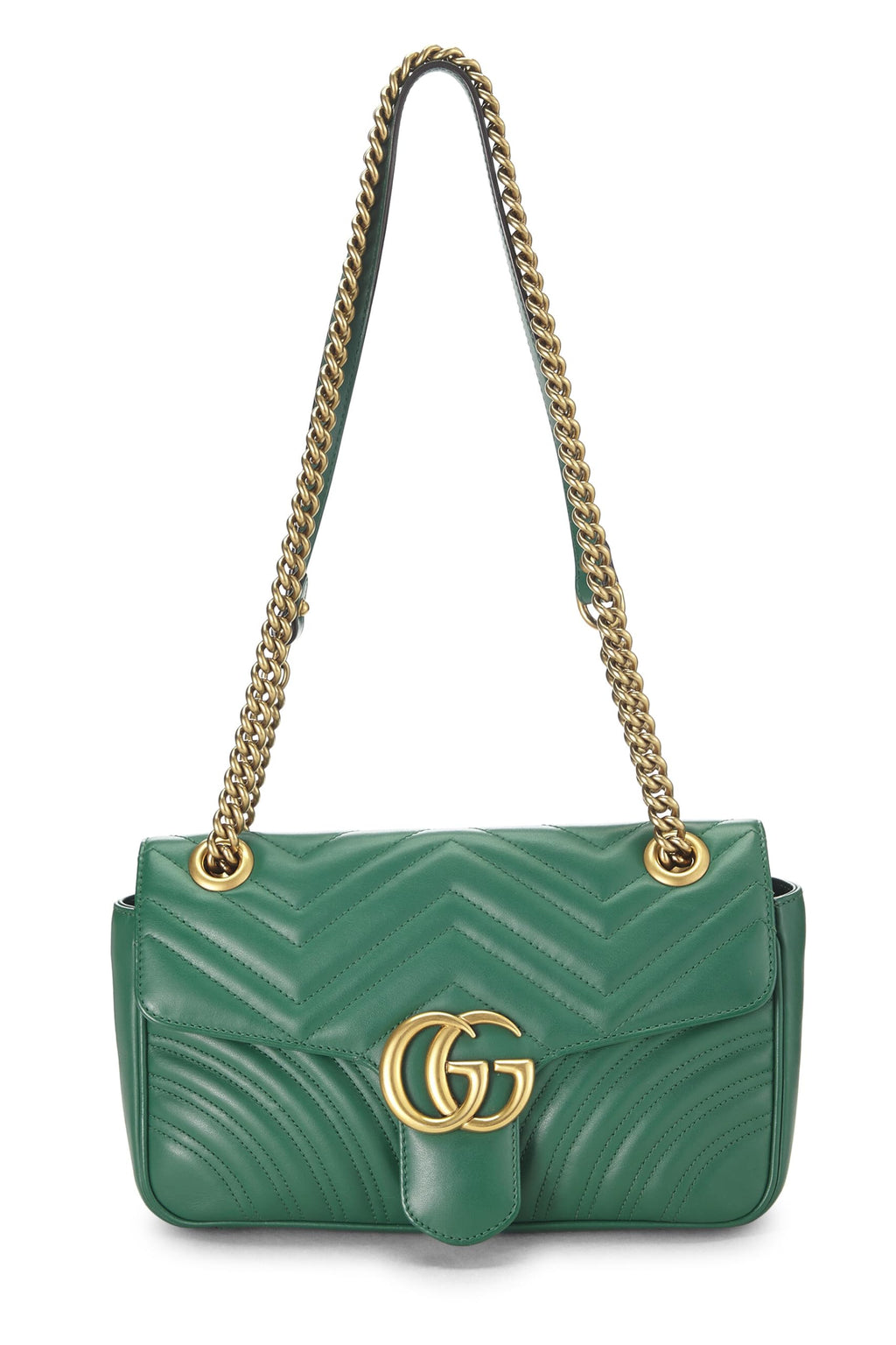 Gucci,  Green Leather GG Marmont Shoulder Bag Small, Green