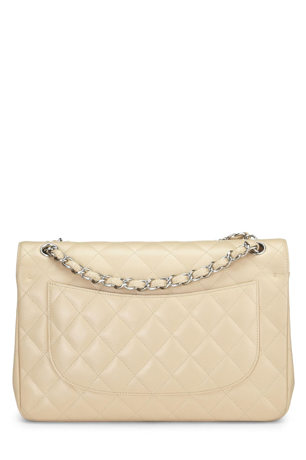 Chanel,  Beige Quilted Caviar New Classic Flap Jumbo, Beige