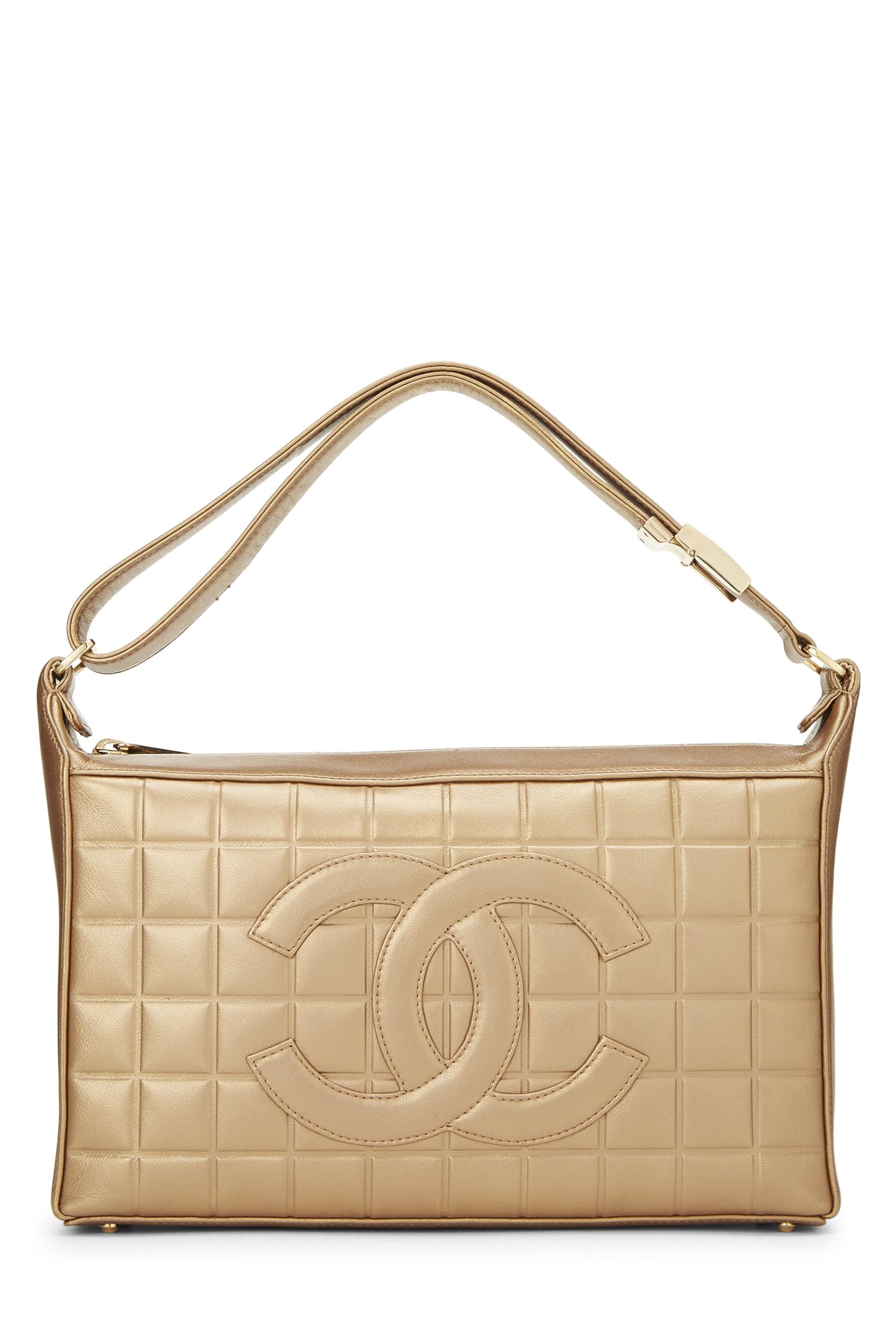 Chanel,  Gold Chocolate Bar Calfskin Shoulder Bag, Gold