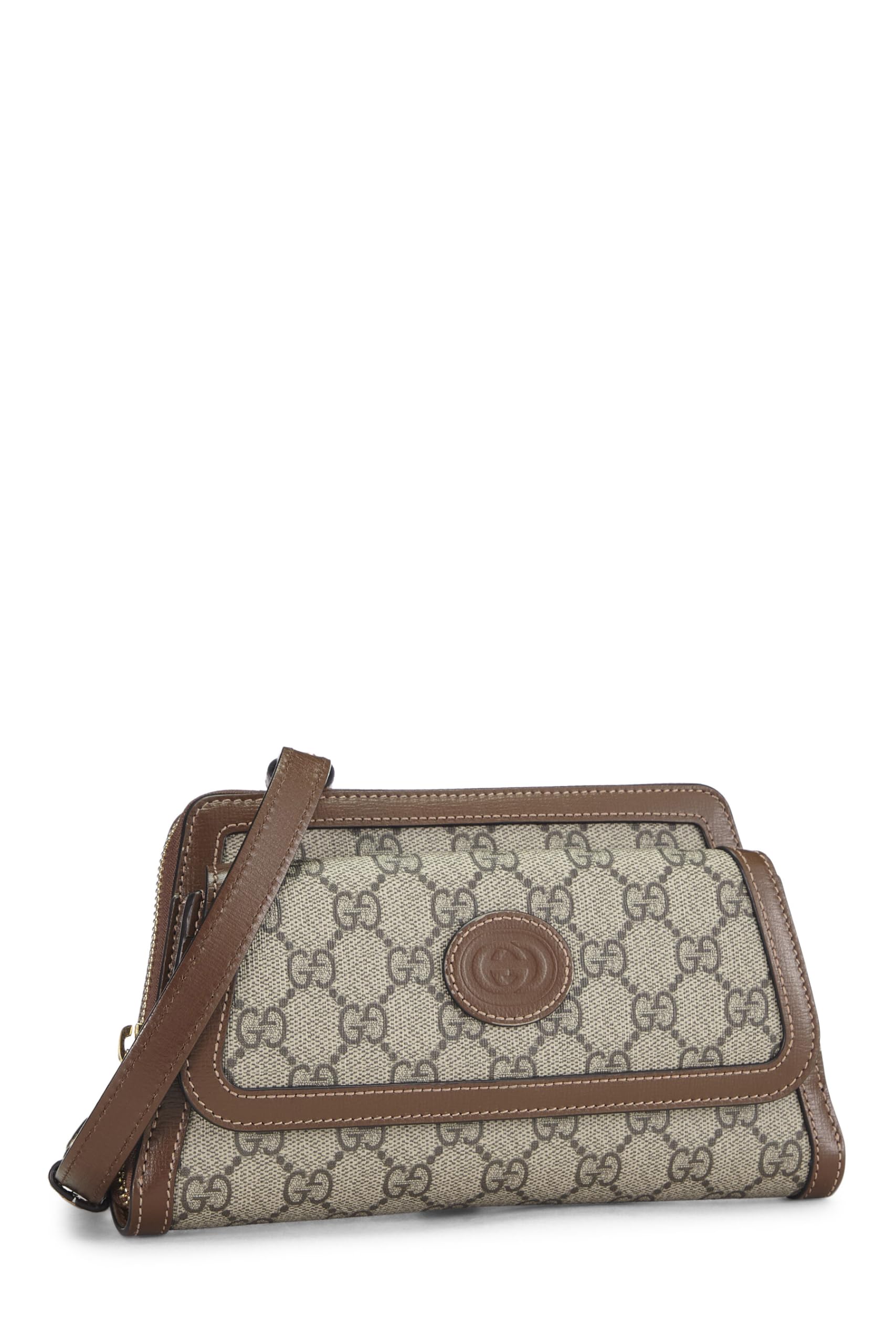 Gucci,  Gucci Supreme Canvas Crossbody Bag, Brown