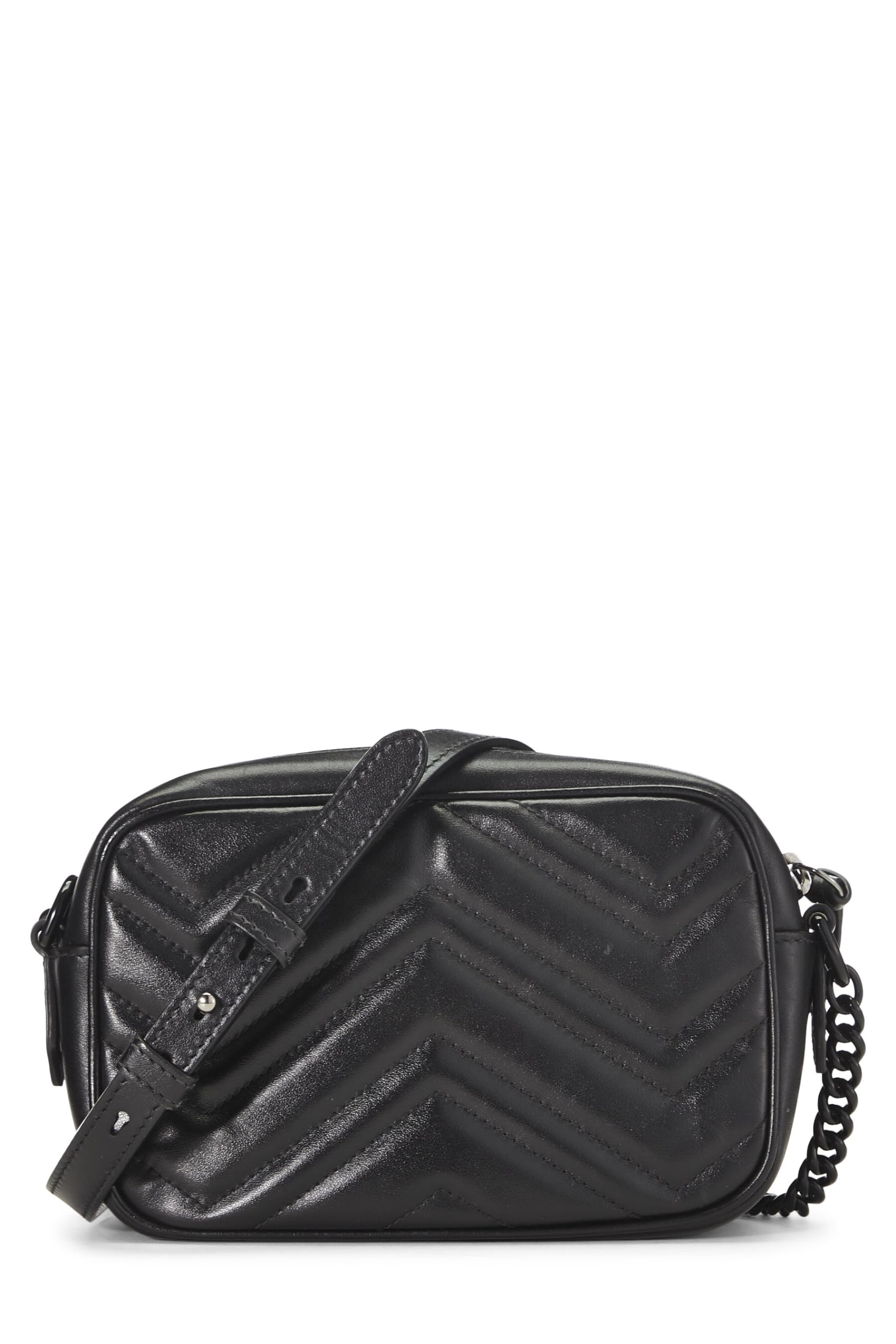 Gucci,  Black Leather Gucci Marmont Crossbody Mini, Black