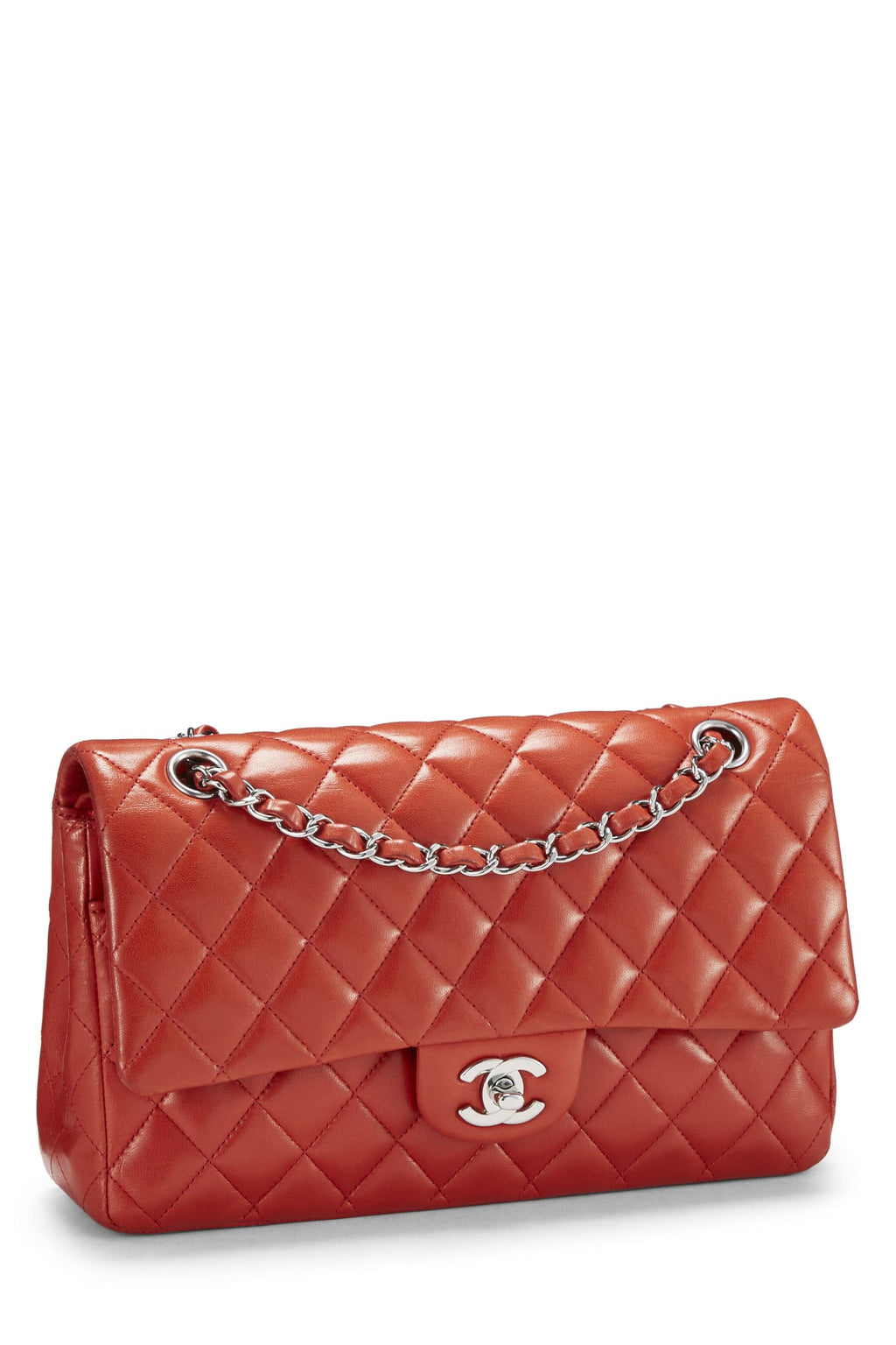 Chanel,  Red Quilted Lambskin Classic Double Flap Medium, Red