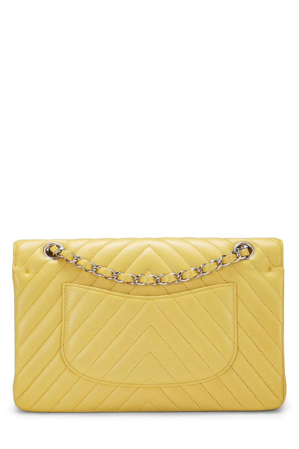 Chanel,  Yellow Chevron Lambskin Classic Double Flap Medium, Yellow