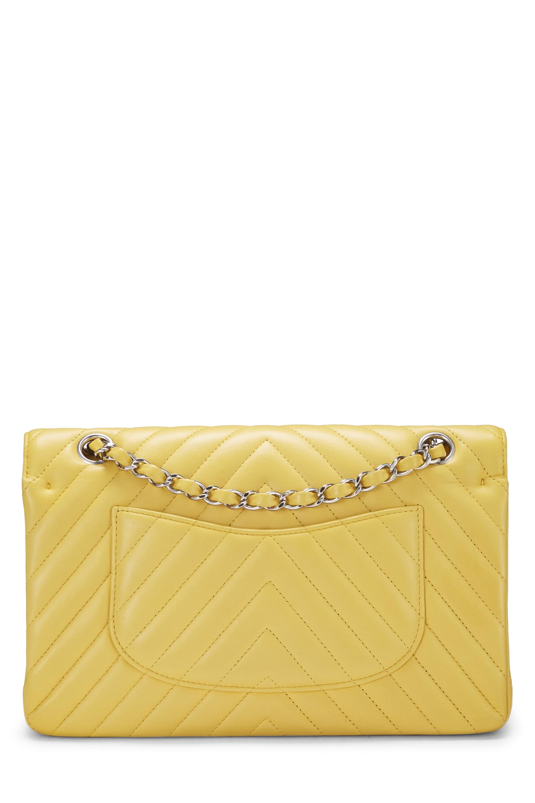 Chanel,  Yellow Chevron Lambskin Classic Double Flap Medium, Yellow