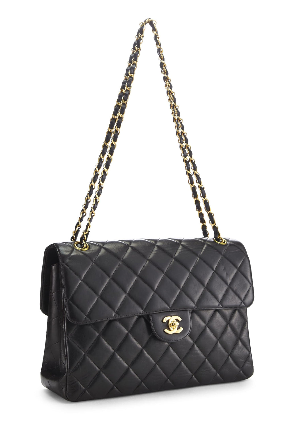 Chanel,  Black Quilted Lambskin Double Sided Classic Flap Jumbo, Black