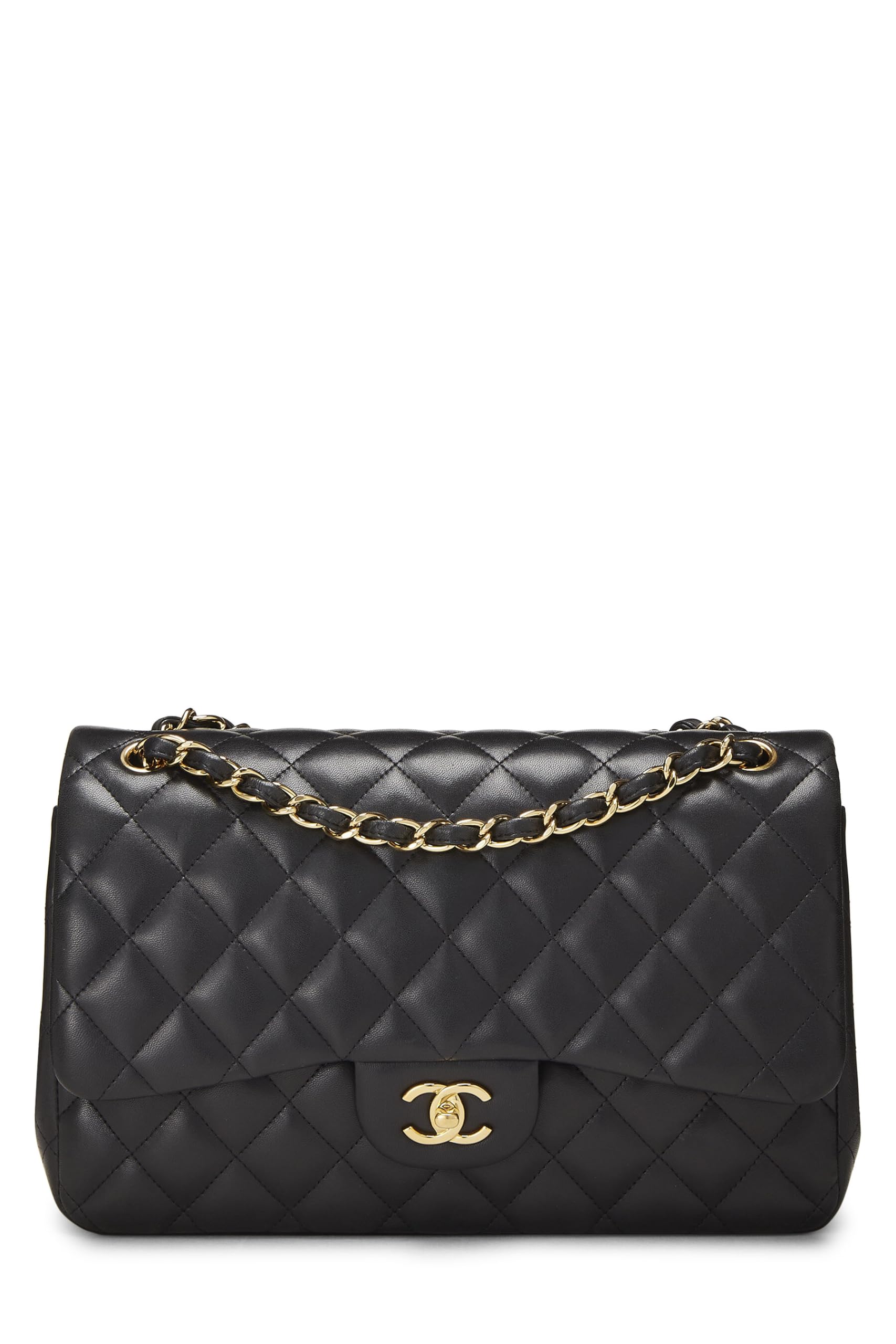 Chanel,  Black Quilted Lambskin New Classic Double Flap Jumbo, Black