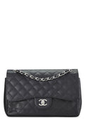 Chanel,  Black Quilted Caviar New Classic Double Flap Jumbo, Black