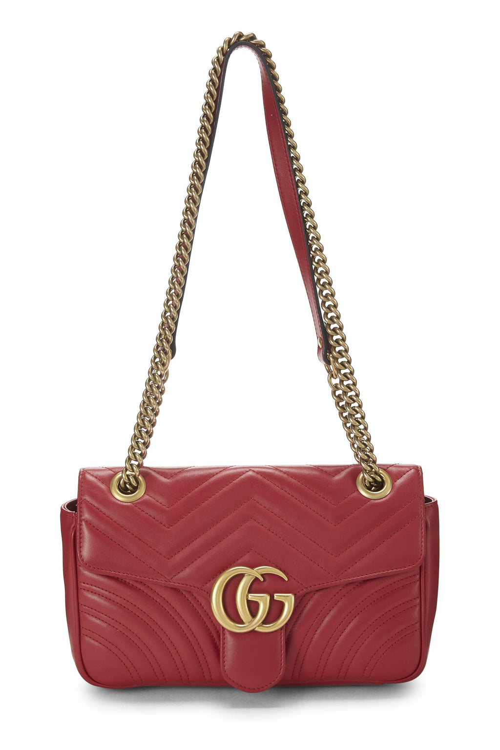 Gucci,  Red Leather GG Marmont Shoulder Bag Small, Red