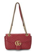 Gucci,  Red Leather GG Marmont Shoulder Bag Small, Red