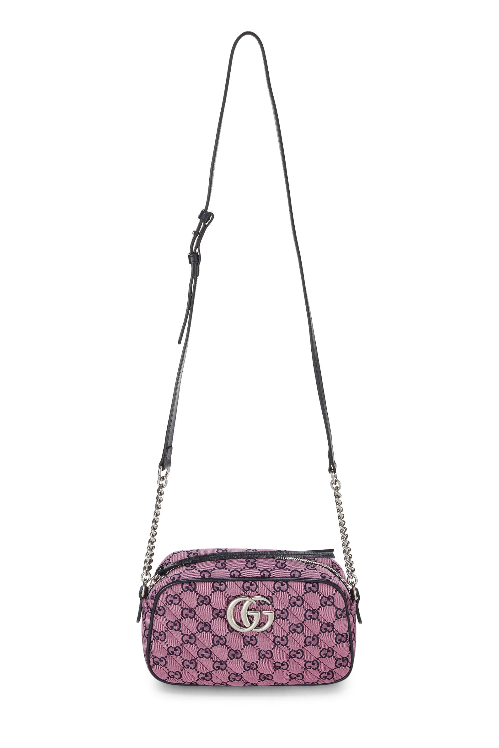 Gucci,  Pink Original Gucci Canvas Marmont Crossbody Small, Pink