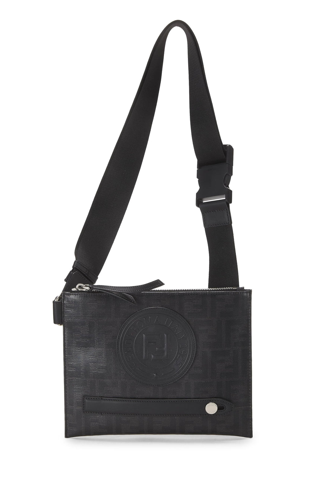 ,  Black Zucca Coated Canvas Crossbody Bag, Black