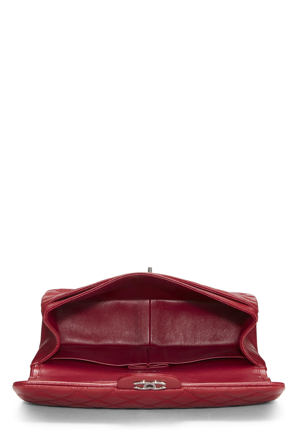Chanel,  Red Quilted Caviar New Classic Double Flap Jumbo, Red