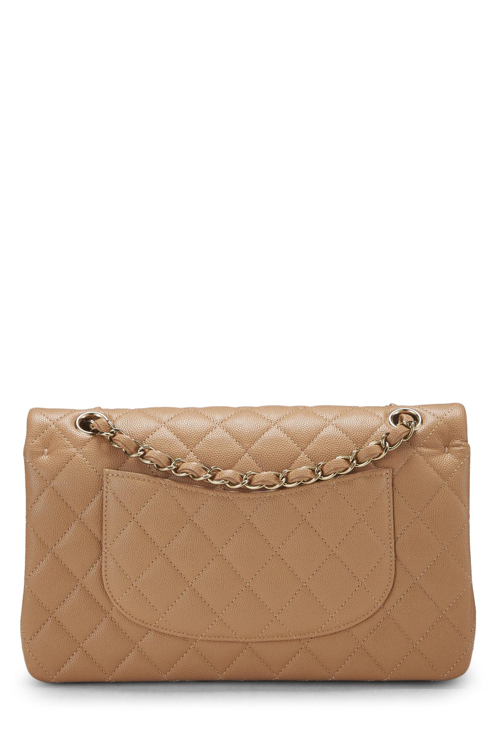 Chanel,  Beige Quilted Caviar Classic Double Flap Medium, Beige