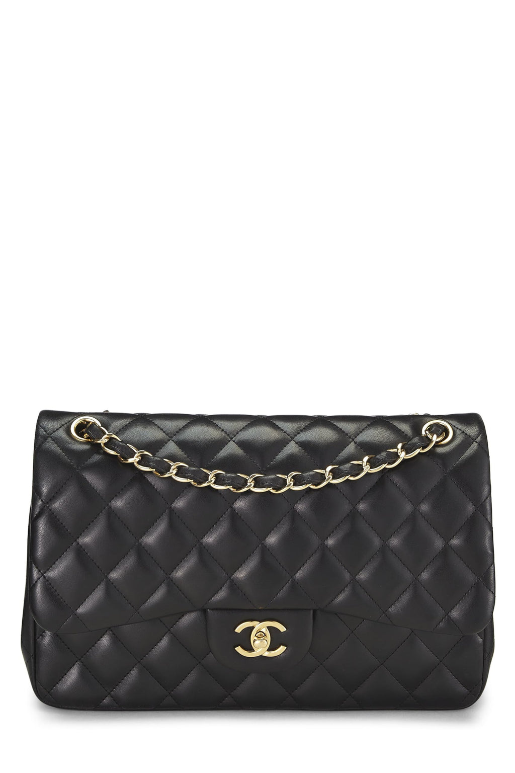 Chanel,  Black Quilted Lambskin New Classic Double Flap Jumbo, Black