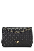 Chanel,  Black Quilted Lambskin New Classic Double Flap Jumbo, Black