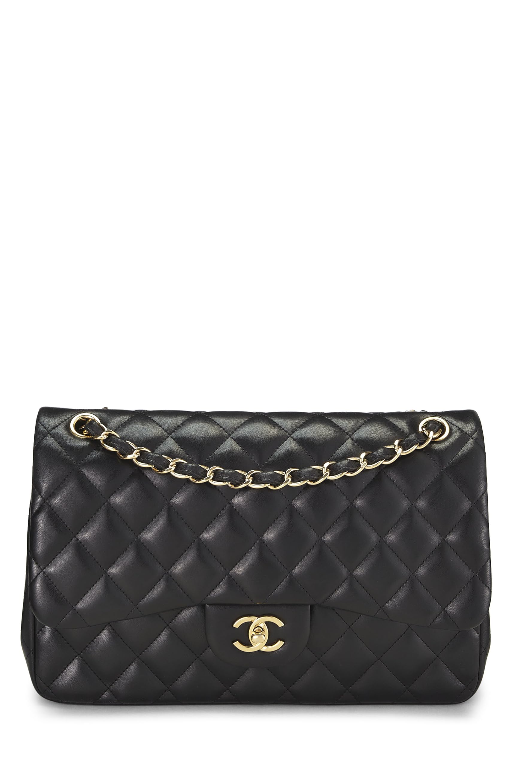 Chanel,  Black Quilted Lambskin New Classic Double Flap Jumbo, Black