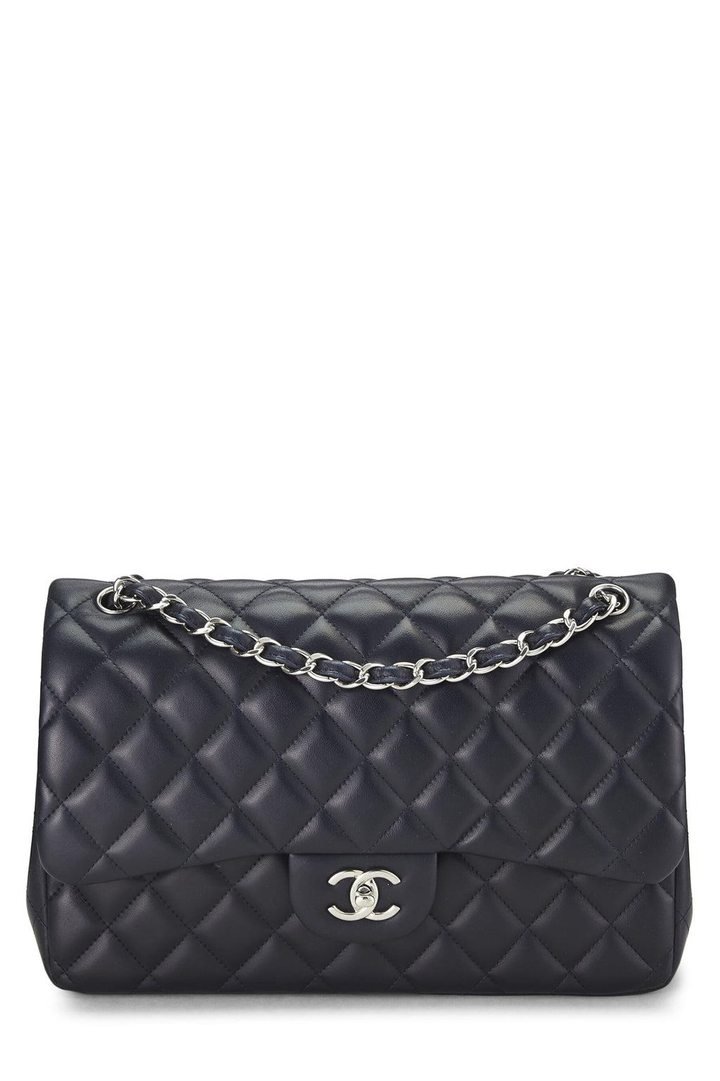 Chanel,  Blue Quilted Lambskin New Classic Double Flap Jumbo, Blue