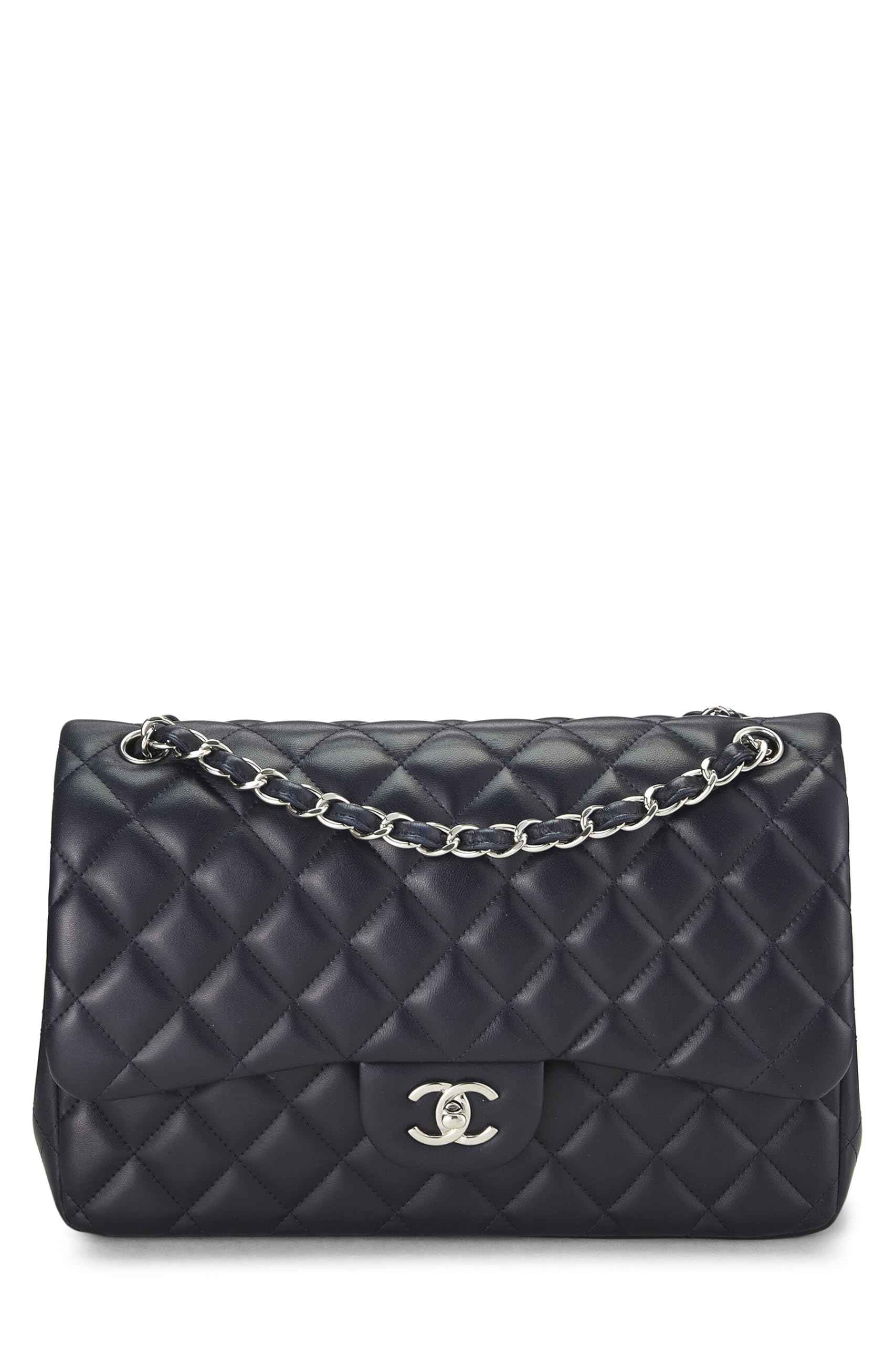 Chanel,  Blue Quilted Lambskin New Classic Double Flap Jumbo, Blue