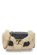 Gucci,  Black Leather & Shearling GG Marmont Shoulder Bag Mini, Black