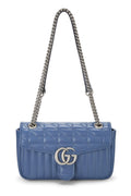 Gucci,  Blue Leather Marmont MatelassÃƒÆ’Ã‚Â© Shoulder Bag, Blue